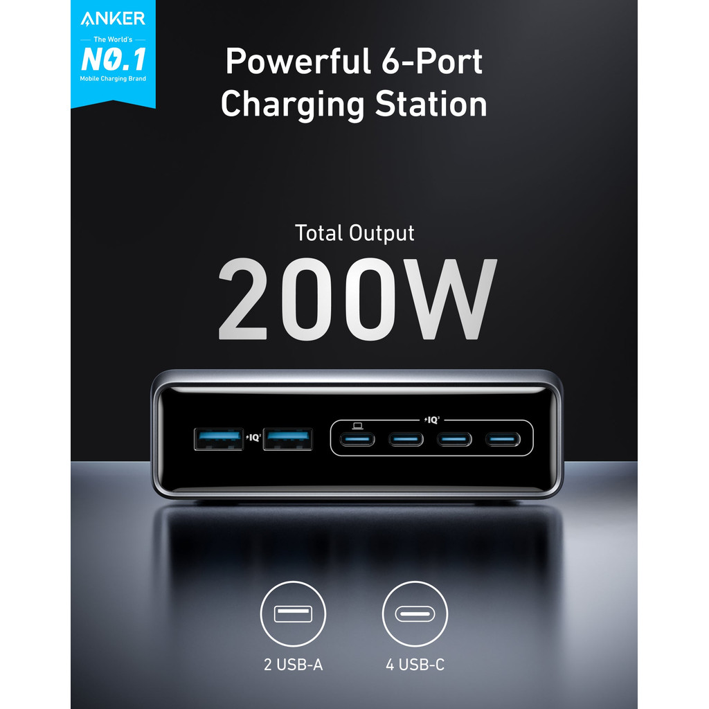 [Có bảo hành] [Chính hãng] Anker Prime A2683 – Trạm Sạc 6 Cổng 200W