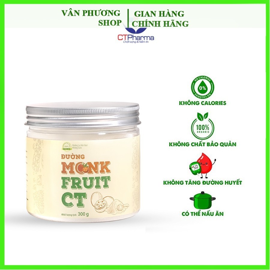 (Mới) Đường ăn kiêng La hán quả Organic Hữu cơ MonkFruit CT Pharma 300 gram