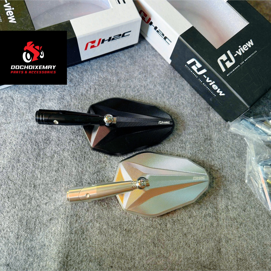 Gương H2C H-View V2 full nhôm CNC chính hãng gắn nhiều dòng xe DoChoiXeMayShop