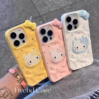INS Hàn Quốc Dễ Thương Mèo Kitty Nơ 3D Búp Bê Màu Kẹo Chắc Chắn Cho IPhone 11 13 16 12 14 15 Pro Max Plus Họa Tiết Thiên Thạch Vỏ Điện Thoại Chống Sốc Sáng Tạo Thiết Kế Mới Vỏ Mềm