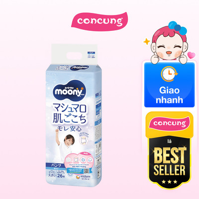 Tã quần Moony bé trai size XXL 26 miếng - concung