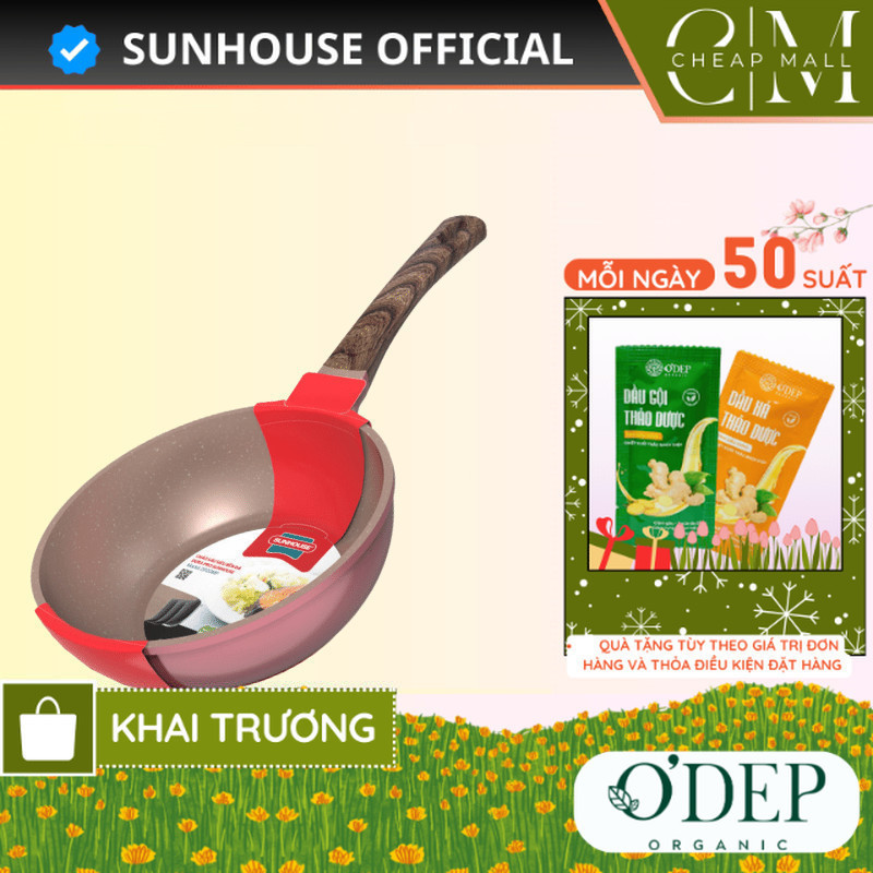 Chảo sâu lòng chống dính Sunhouse vân đá đáy từ Dura pro DP24MP (20/24CM) Dùng mọi loại bếp - CHEAP 