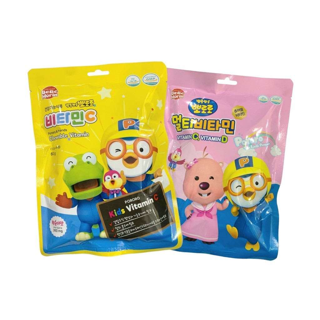 Kẹo ngậm Vitamin C, Multi-Vitamin C&D Pororo vị Đào bịch 50 viên 60g