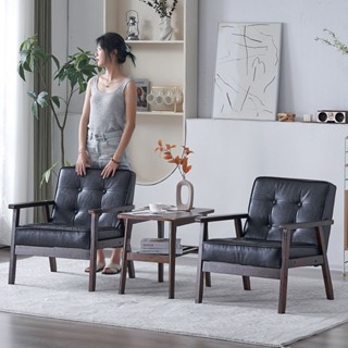 Đồ Da Kết Hợp Cho Thuê Căn Hộ Nhỏ Ghế Gỗ Nguyên Khối Phòng Khách Tiết Kiệm Đơn Đôi Ghế Sofa Đơn Giản Bắc Âu