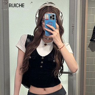 RUICHE áo phông áo thun nữ croptop baby tee INS Vintage Thời trang Comfortable WCS24800XZ 31Z240803