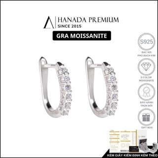 [QUÀ TẶNG 20/10]  Khuyên Tai Đá Moissanite 2MM Bạc 925 Xi Bạch Kim Tròn Đá Nam Nữ HANADA 1716