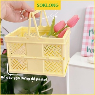Rổ lắp ghép đựng đồ cá nhân K124 Giỏ nhựa đựng đồ gấp gọn tiện ích trang trí decor, mang đi picnic