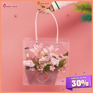 [HCM QP] Sỉ Túi Mica Vuông Có Quai Xách Đựng Hoa Quà Cao Cấp