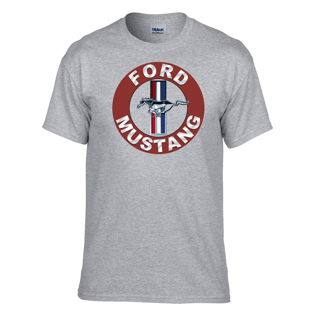 Áo thun màu xám Logo xe Ford Mustang -386 _ Xám