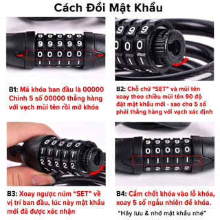 Khoá Dây 5 Số Cao Cấp Chắc Chắn, An Toàn Cho Xe Đạp- GIUSE