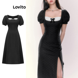 Đầm Lovito ghép nối màu sắc có nơ phía trước phong cách thanh lịch cho nữ L94AD103