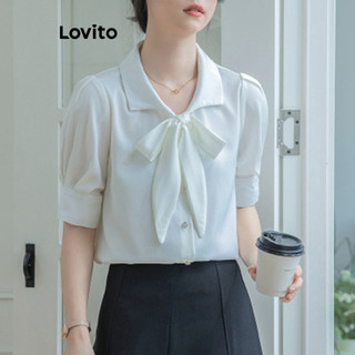  Áo sơ mi kiểu Lovito màu trơn cột dây thanh lịch cho nữ LNE73859 