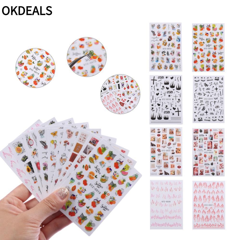 OKDEALS Dán Trang Trí Móng Tay Hình Ngọn Lửa 3D DIY