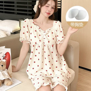 Bộ Đồ Ngủ Rời Ngọt Ngào Loungewear Phiên Bản Chất Lượng Cao Phong Cách Mỏng Học Sinh Mùa Hè Thoải Mái Nơ Nữ