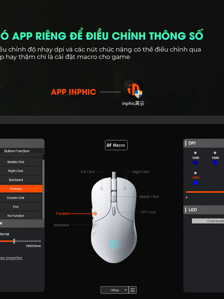 [SS originality]
 Chuột máy tính chơi game Sidotech Inphic  PB1P bản có dây DPI 4800 thiết kế công