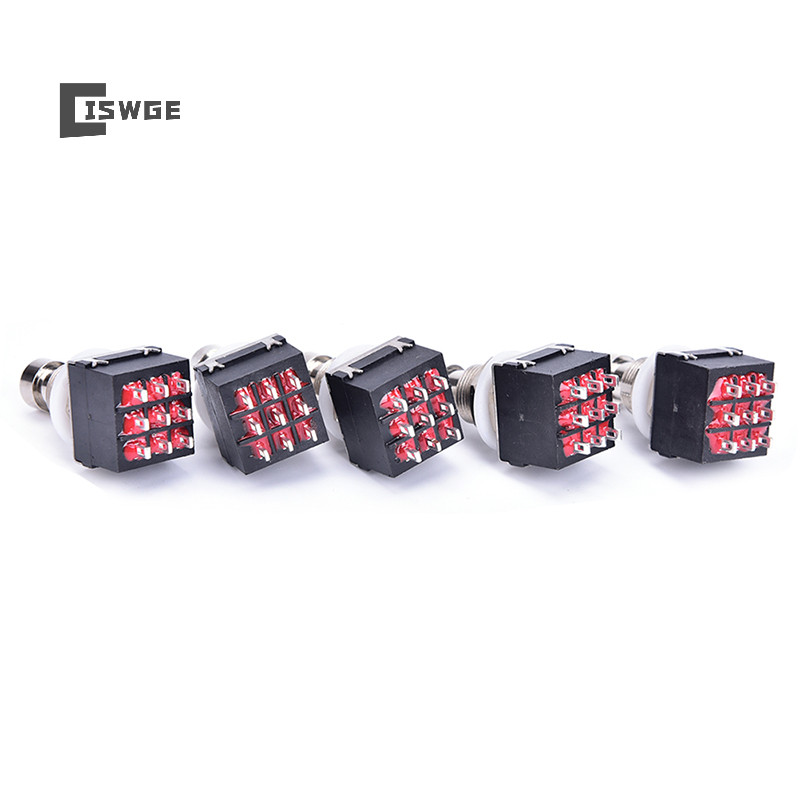 [Ciswge] 5 chiếc 3PDT 9 chân Hiệu ứng đàn Guitar Stomp Switch Pedal Box Foot Metal True Bypass [MỚI]