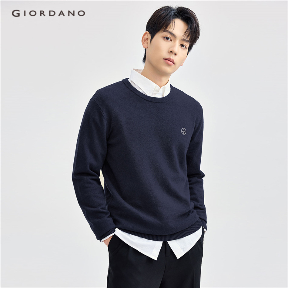 GIORDANO MEN Peak embroidery crewneck sweater 13054664