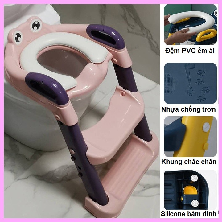 Nắp thu nhỏ bồn cầu cho bé thang bô vệ sinh cho bé bồn cầu cho bé có thang và tay vịn chắc chắn gấp mở gọn gàng 