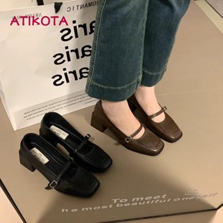 Giày Cao Gót Nữ Atikota Mary Jane Phong Cách Mới Thời Trang Đơn Giản Tính Khí Học Sinh Phù Hợp Với Miệng Nông Giày Đơn