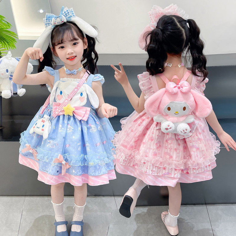 đầm bé gái váy melody cho bé gái màu hồng công chúa Lolita ăn mặc