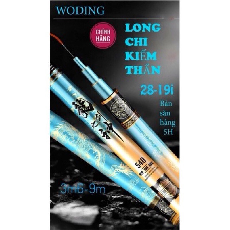 [Bảo Hành 1 Năm]Cần Câu Tay Woding Long Chi Kiếm Thần 5H 28-19i (Bản Xanh)-Cần Câu Đơn, Đài Chuyên S
