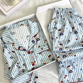 Đồ Ngủ Nữ Hellokitty Xuân Thu Dài Tay Hoạt Hình dễ thương Bộ Ngủ hello kitty Ngọt Ngào Phiên Bản Hàn Quốc ins