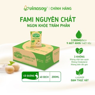  Thùng sữa đậu nành Fami Nguyên chất có đường  40 bịch x 200ml  