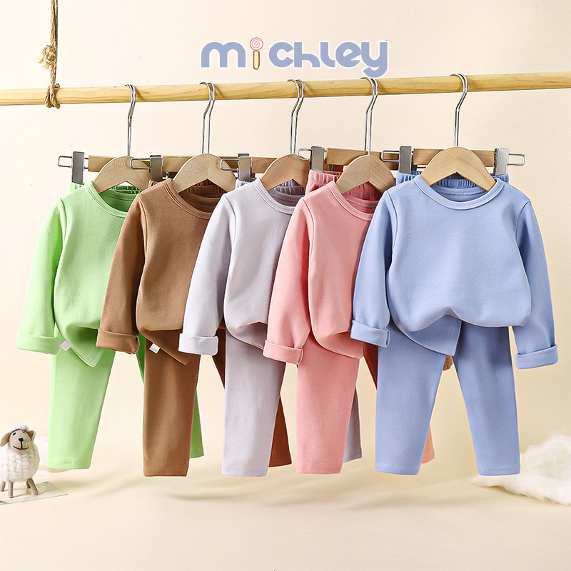 Michley Bộ đồ ngủ trẻ em nhung mùa thu dài bé Johns bé trai quần lót cotton bé gái