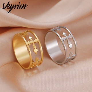 SKYRIM Rỗng Nhẫn Chữ Thập Titan Thép Không Gỉ Trang Sức Cho Nam Nữ