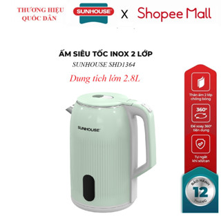 ẤM SIÊU TỐC INOX 2 LỚP 2.8L SUNHOUSE SHD1364_Dung tích lớn 2.8L đun nước thả ga