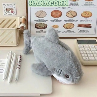 Túi bút, hộp bút lông hình thú CÁ MẬP XÁM Cute Form nhỏ (HANACORN) - Ví bút Cá mập hoạt hình dễ thương, làm quà tặng