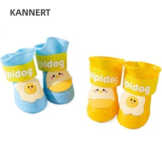Kannert 4 Cái / bộ Boot Đi Mưa Cho Thú Cưng, Giày Cho Chó Silicon Chống Trượt, Di Động Chống Thấm Nước Hoạt Hình Đồ Dùng Cho Thú Cưng Ngoài Trời