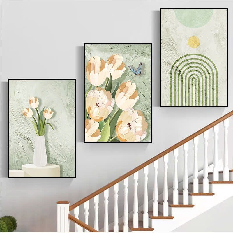 Tranh Treo Tường Phong Cách Retro Decor Nhà - Bộ Tranh Màu Pastel Trang Trí Phòng Khách, Phòng Ngủ, Homestay