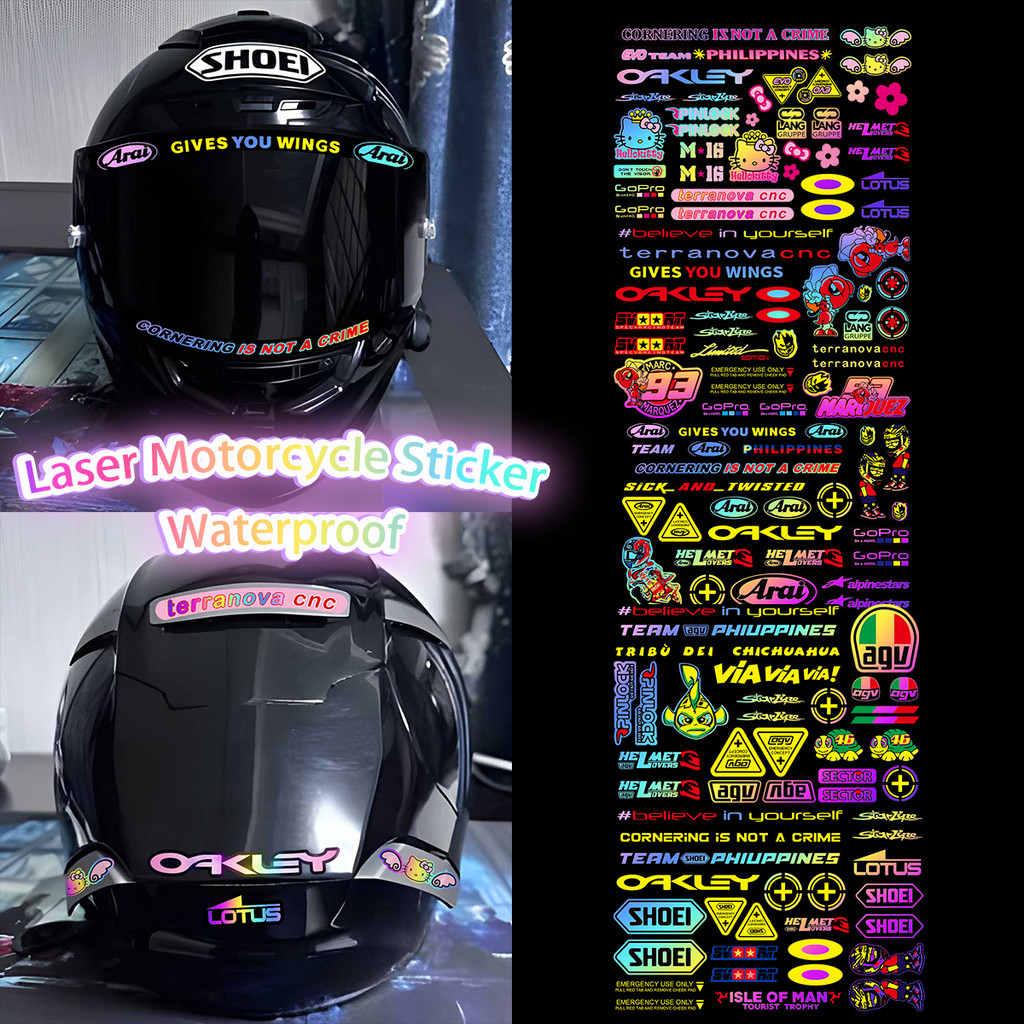 Nhãn dán xe máy Laser mới, Phụ kiện động cơ Đề can Vinyl chống nước cho mũ bảo hiểm Moto hoặc bình x