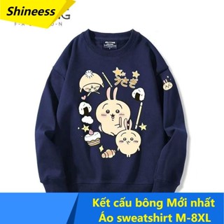   Shineess  Áo len dài tay Cotton họa tiết thỏ Chiikawa phù hợp cả nam và nữ mẫu mã mùa thu 