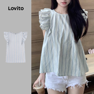 Lovito Áo sơ mi sọc nút thông thường dành cho nữ LNE29114 (Nhiều màu)