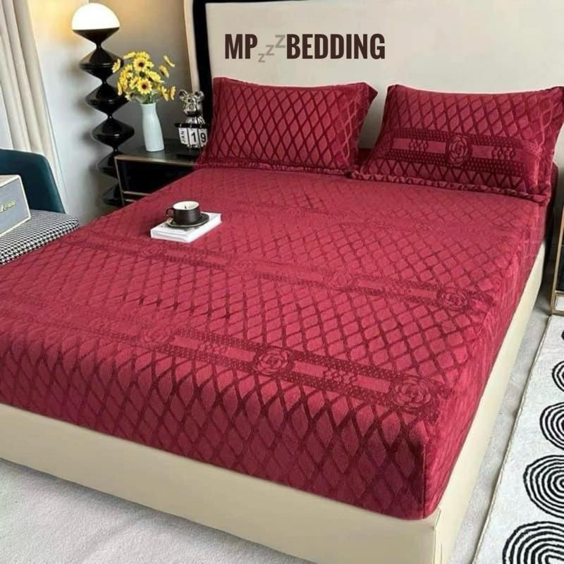 Bộ Ga Gối Nỉ Nhung Co Co ( gồm 1 ga + 2 vỏ gối) Mềm Mịn Cao Cấp Kích Thước M6x2m, M8x2m