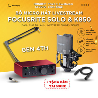 Bộ Combo Mic Thu Âm Hát Livestream Sound Card Focusrite Solo Gen 4 & Mic TAKSTAR PC K850 Dành Cho Điện Thoại