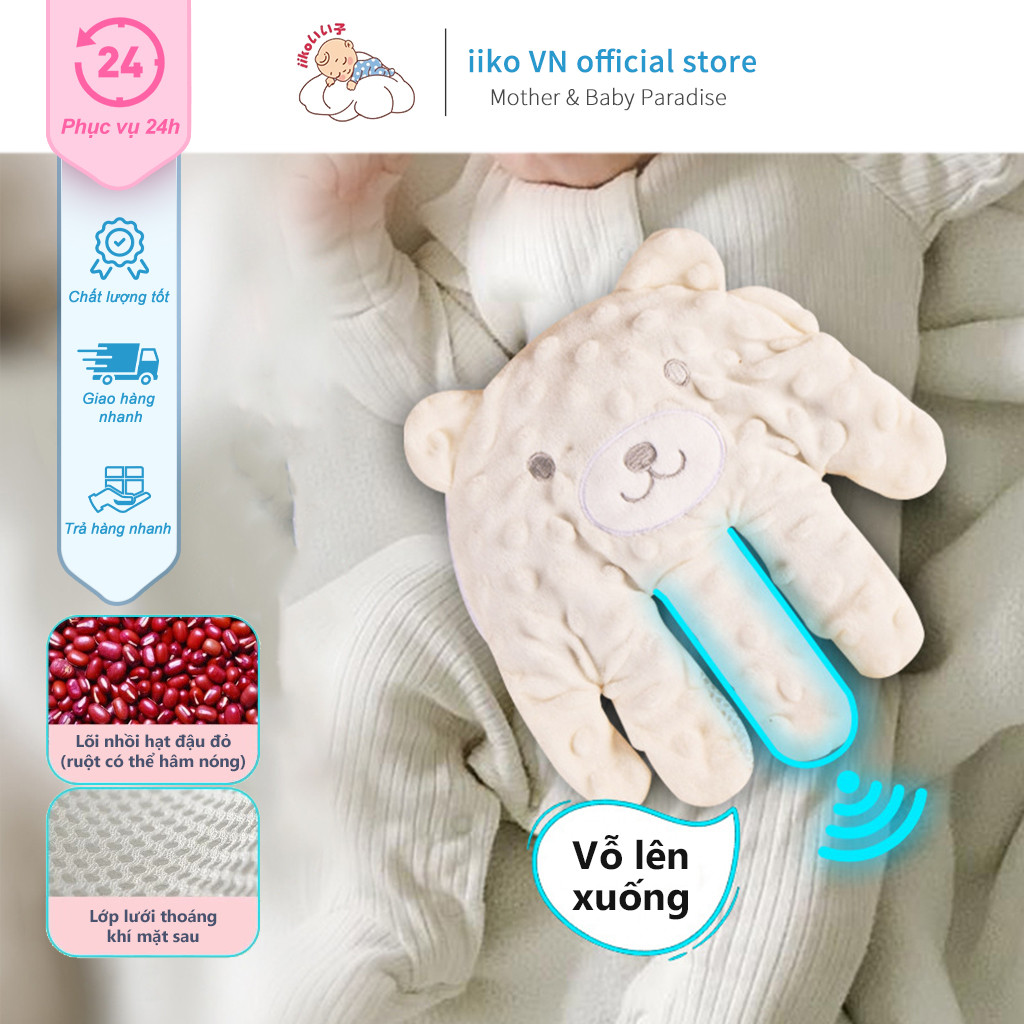 ​iiko Bàn tay ru bé ngủ Điều Khiển Từ Xa 3 Chế Độ - Ru Ngủ, Giảm Lo Lắng, Đậu Đỏ Tự Nhiên Không Độc Hại Cho Bé Sơ Sinh
