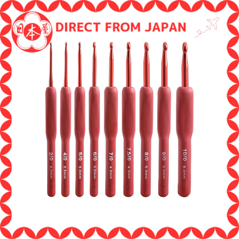 [Direct from Japan] Crochet Hook Set of 9, 2mm (B) - 6mm (N), Crochet Hooks, 9 Sizes, Knitting Needl