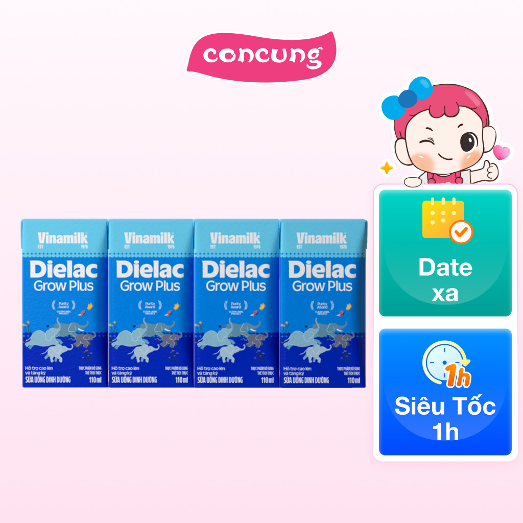 Sữa uống dinh dưỡng Dielac Grow Plus 110ml (Sữa Non) - Lốc 4 hộp ( Giao bao bì ngẫu nhiên)