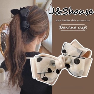  Kẹp tóc Hàn Quốc cho phụ nữ với thiết kế đơn giản chấm bi và nơ vải ruy băng đẹp mắt 