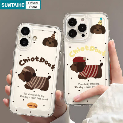 Ốp Điện Thoại Suntaiho Chó Con Dễ Thương Họa Tiết Hoạt Hình TPU Trong Suốt Mềm Cao Cấp Chống Sốc Cho iPhone 11 12 13 14 15 16 Pro Max IP 7 8 Plus Iphon X XS XR Xs max