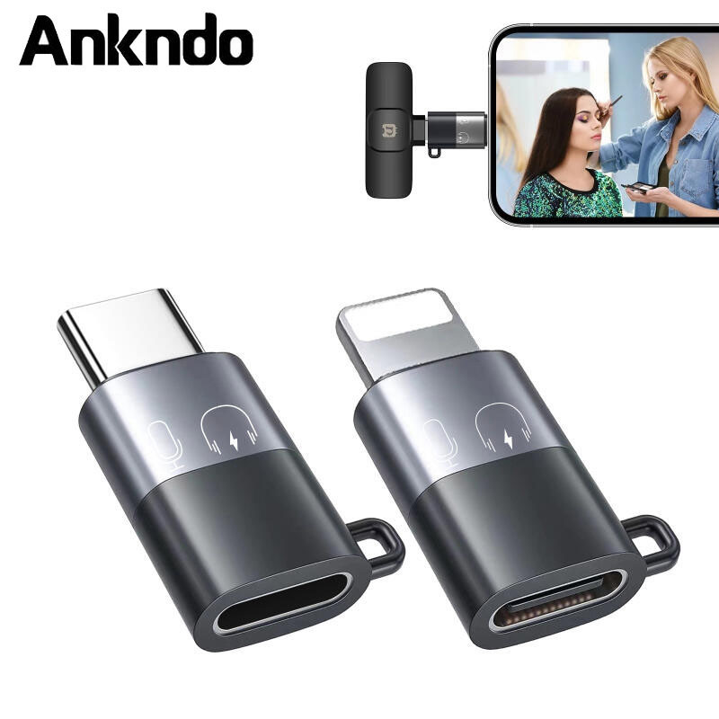 Ankndo OTG type c to Light-(ning adapter cho iPhon Light-(ning Male sang usb c Female type c adapter cho tai nghe usb flash ổ đĩa OTG