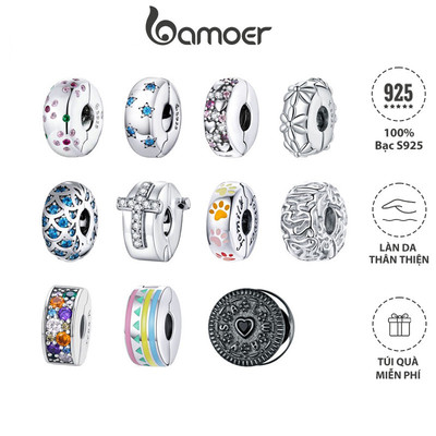Bamoer Bạc 925 Kẹp Khóa Phụ Kiện Thời Trang Khẩu Độ 4.5mm Hạt Phù Hợp Với Vòng Tay DIY