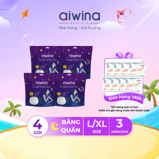 Combo 4 Băng vệ sinh quần Aiwina ngày và đêm size L/XL gói 3 miếng