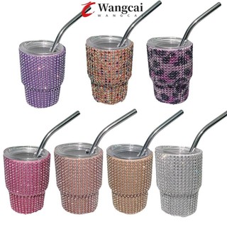 Kim Cương Giả Tumbler, Kim Cương Giả Đính Với Ống Hút Thép Mini Tumbler Bắn Kính, Thép Không Gỉ Độc Đáo Lấp Lánh Cốc Cà Phê Cocktail