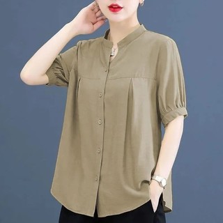 Áo Sơ Mi Voan Nữ Tay Ngắn Đẹp Thời Trang Voan Áo Sơ Mi Nữ Tính Khí Mẹ Áo Sơ Mi Nhỏ Top