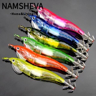 NAMSHEVA chiếc mồi tôm gỗ, dụng cụ câu cá chì chìm Móc mực phát sáng điện tử, 2023 nhấp nháy mực jigs mực móc mực sống động như thật