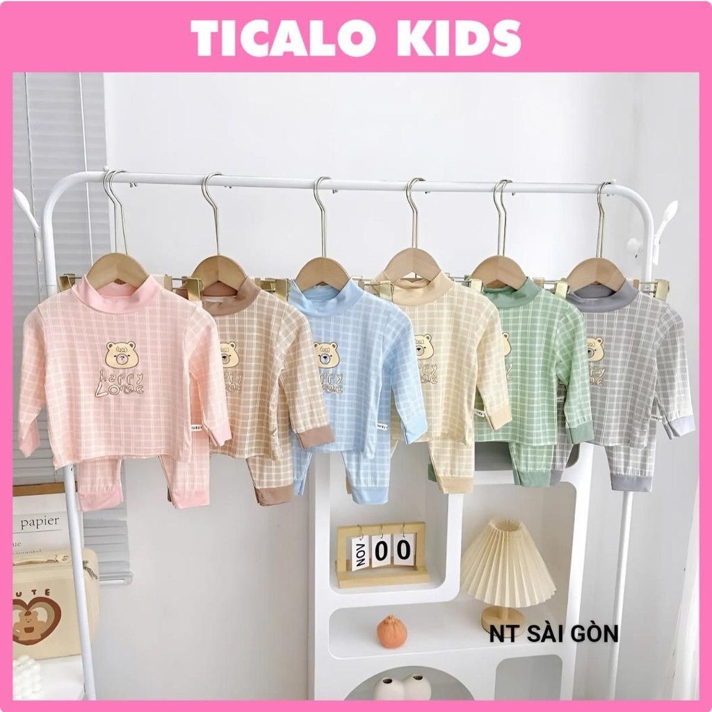 [NT KIDS] Bộ Quần Áo Dài Tay Cho Bé - KẺ CARO, CỔ 3 cm - Chất Thun Lạnh, Mềm Mịn